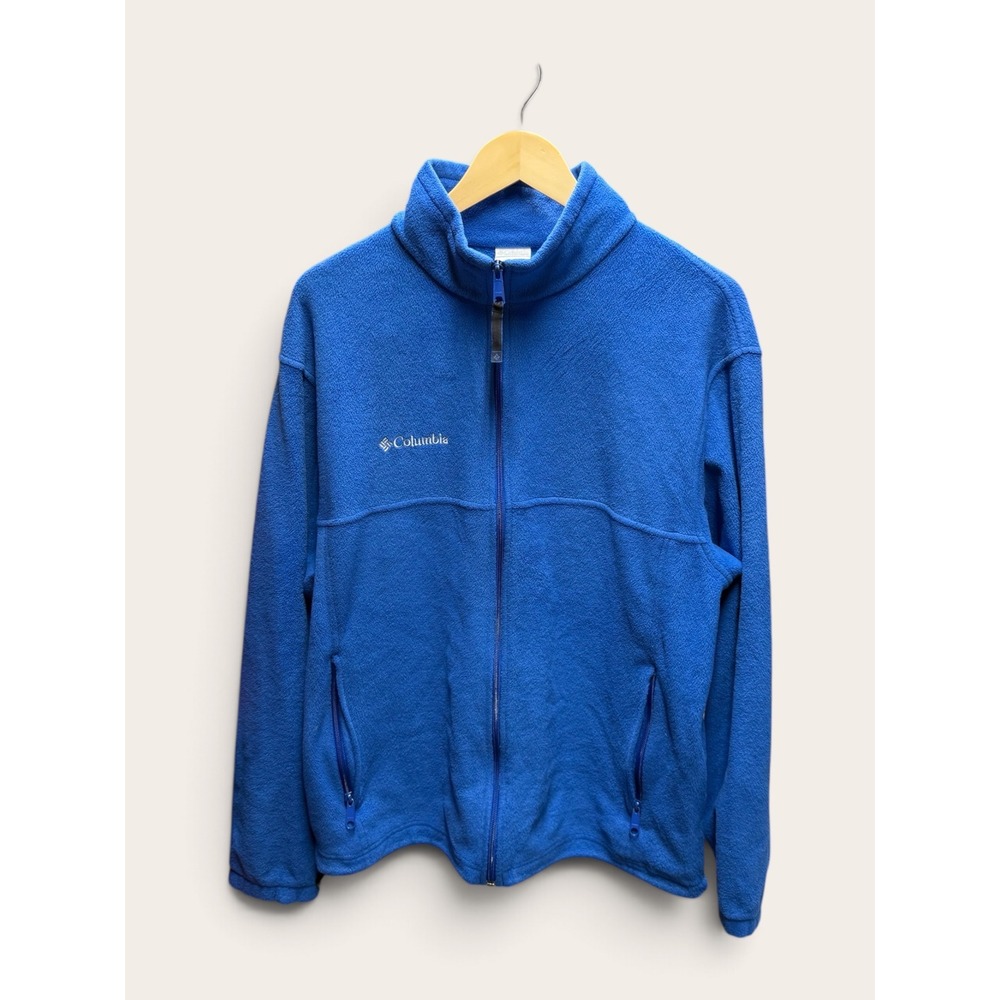 Columbia Mens Royal Blue Full Zip Fleece Jacket Mock Neck Size Large SM6113